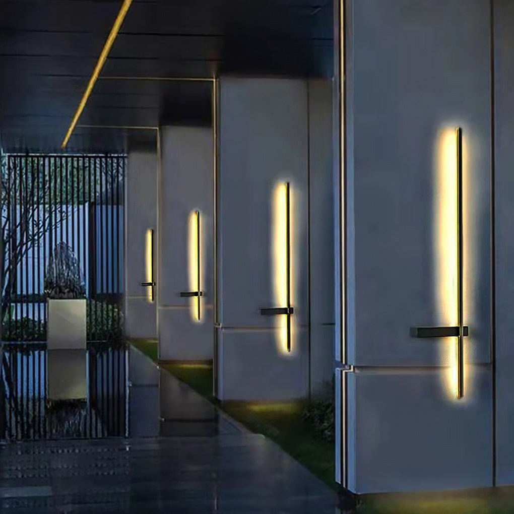 Linear LED Wall Light, Black Aluminum Waterproof Strip Sconce for Outdoor and Entry Walls, 3000K Warm White with Wide 180 Degree Beam