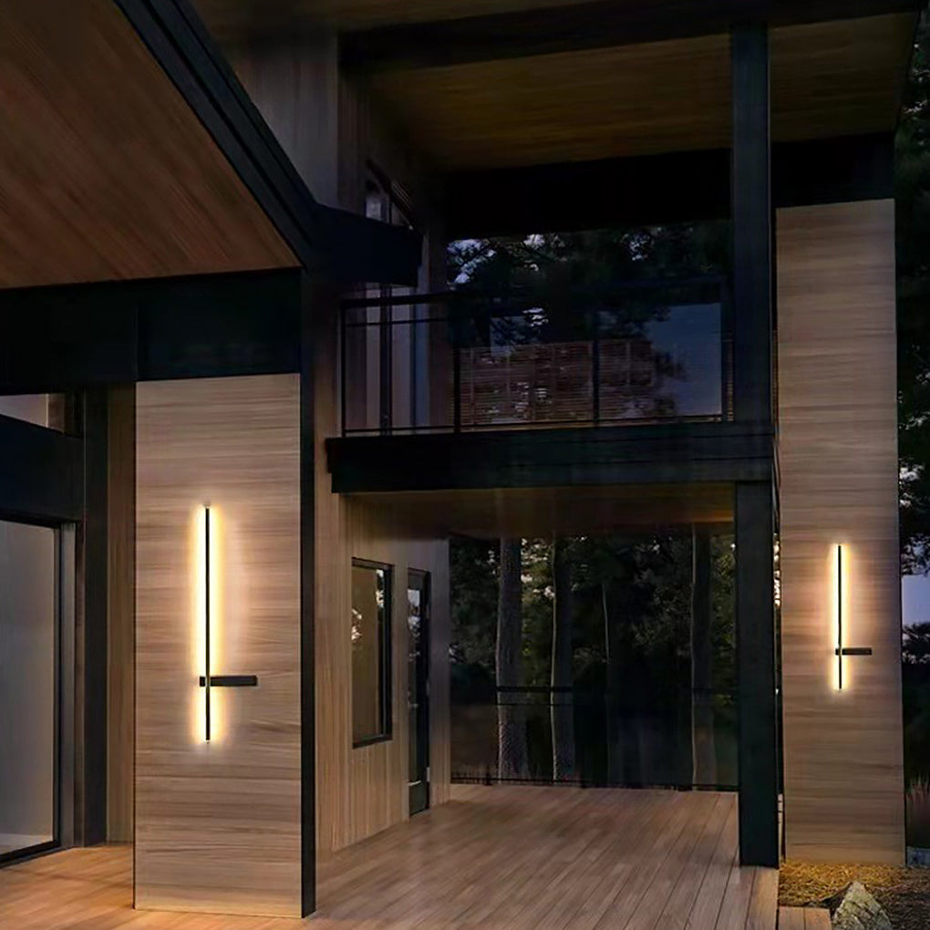 Linear LED Wall Light, Black Aluminum Waterproof Strip Sconce for Outdoor and Entry Walls, 3000K Warm White with Wide 180 Degree Beam