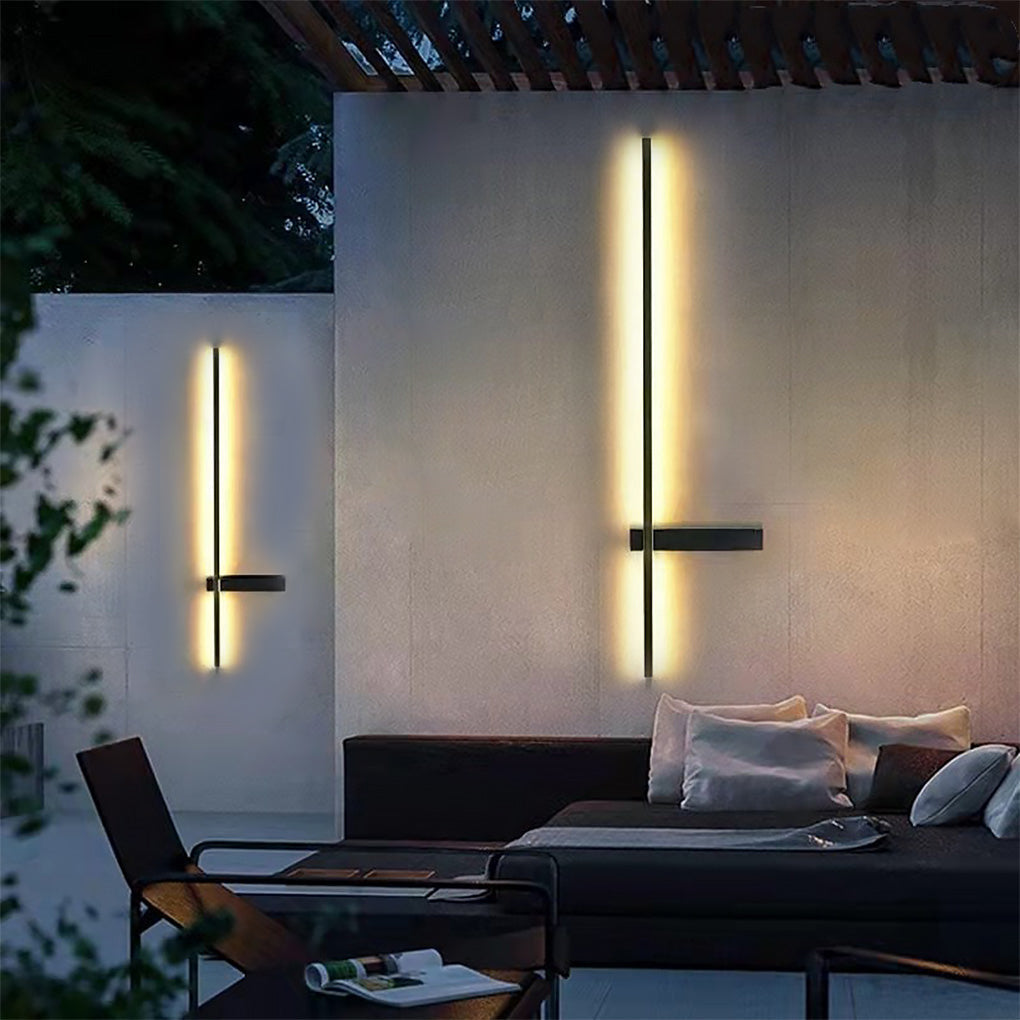 Linear LED Wall Light, Black Aluminum Waterproof Strip Sconce for Outdoor and Entry Walls, 3000K Warm White with Wide 180 Degree Beam