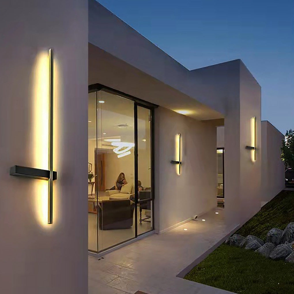 Linear LED Wall Light, Black Aluminum Waterproof Strip Sconce for Outdoor and Entry Walls, 3000K Warm White with Wide 180 Degree Beam