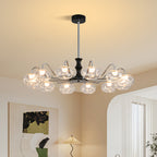 Art glass chandelier in a contemporary living space