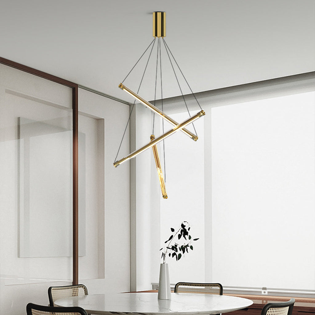 Linear Pendant Light, Stainless Steel and Acrylic LED Ceiling Light for Stairwell, Full-Spectrum