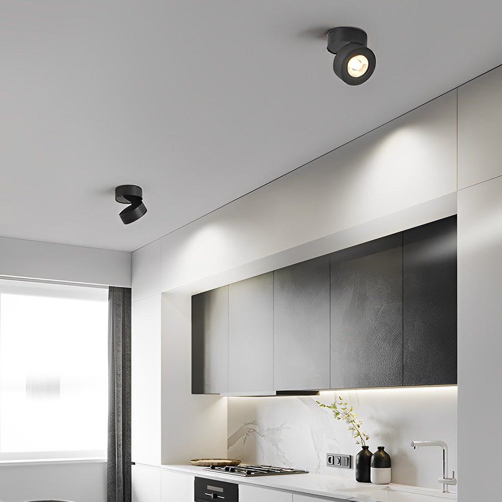 Surface Mounted Adjustable Spotlight, Aluminum LED Accent Ceiling Light for Art Walls and Hallways, 360-Degree Foldable Head