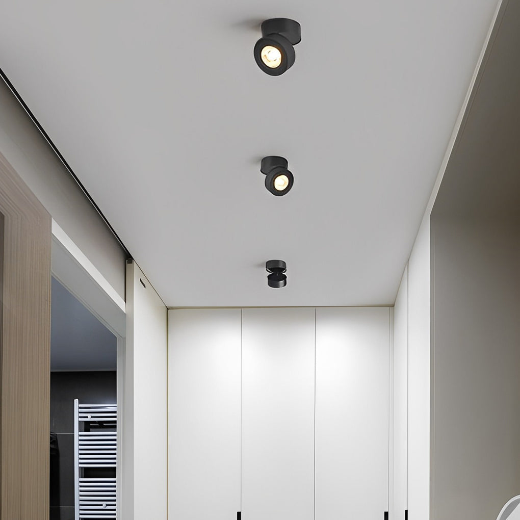 Surface Mounted Adjustable Spotlight, Aluminum LED Accent Ceiling Light for Art Walls and Hallways, 360-Degree Foldable Head