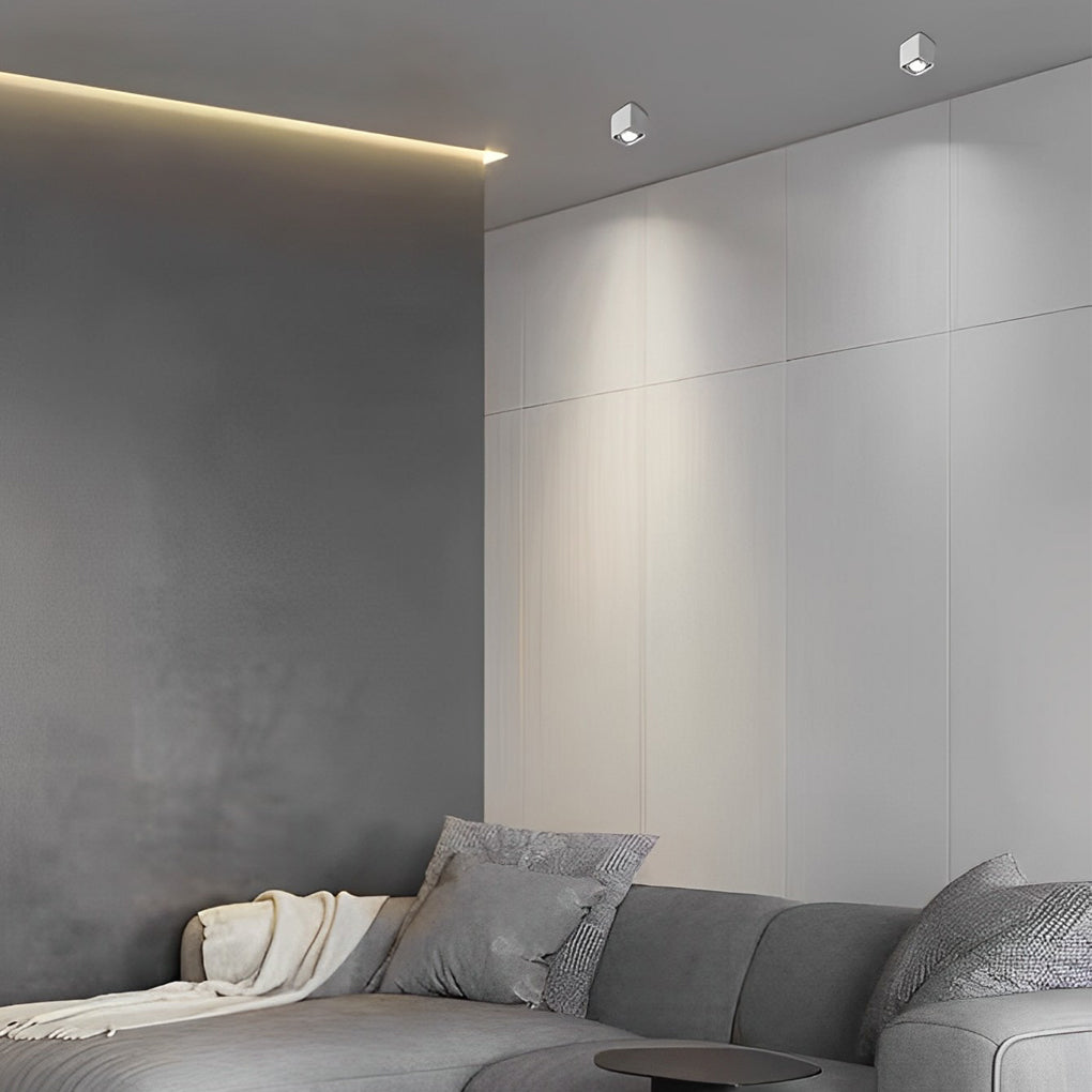 Surface Mounted Spot Light, Square LED Ceiling Grid Downlight for Hallway and Living Room, Adjustable 360-Degree Rotating Heads