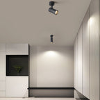 Surface spot light in a minimalist corridor ceiling