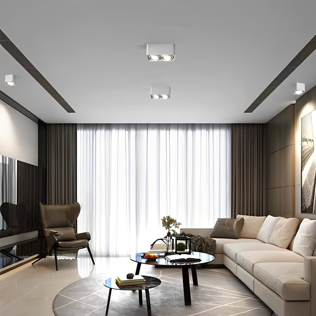 Surface Mounted Spot Light, Square LED Ceiling Grid Downlight for Hallway and Living Room, Adjustable 360-Degree Rotating Heads