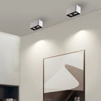 Square grid spotlight in a living room with minimalist decor