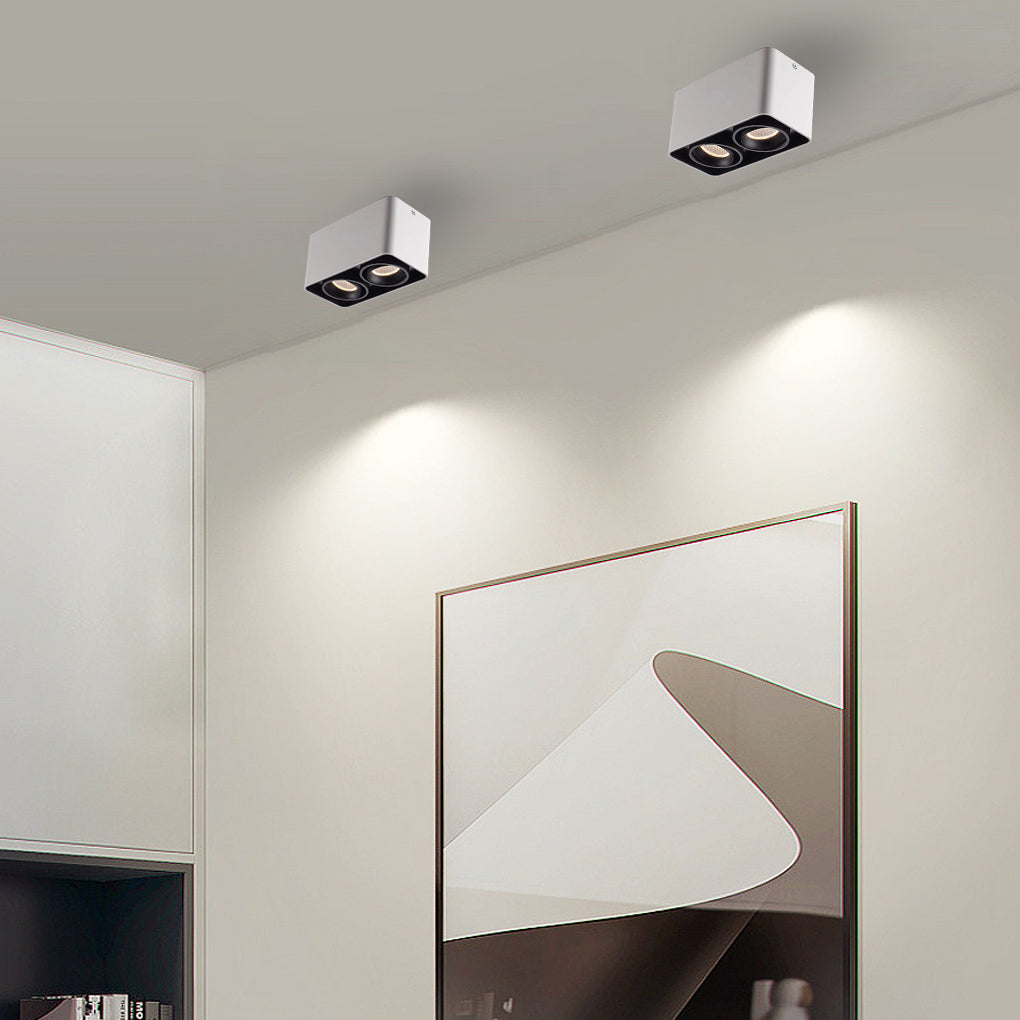 Surface Mounted Spot Light, Square LED Ceiling Grid Downlight for Hallway and Living Room, Adjustable 360-Degree Rotating Heads