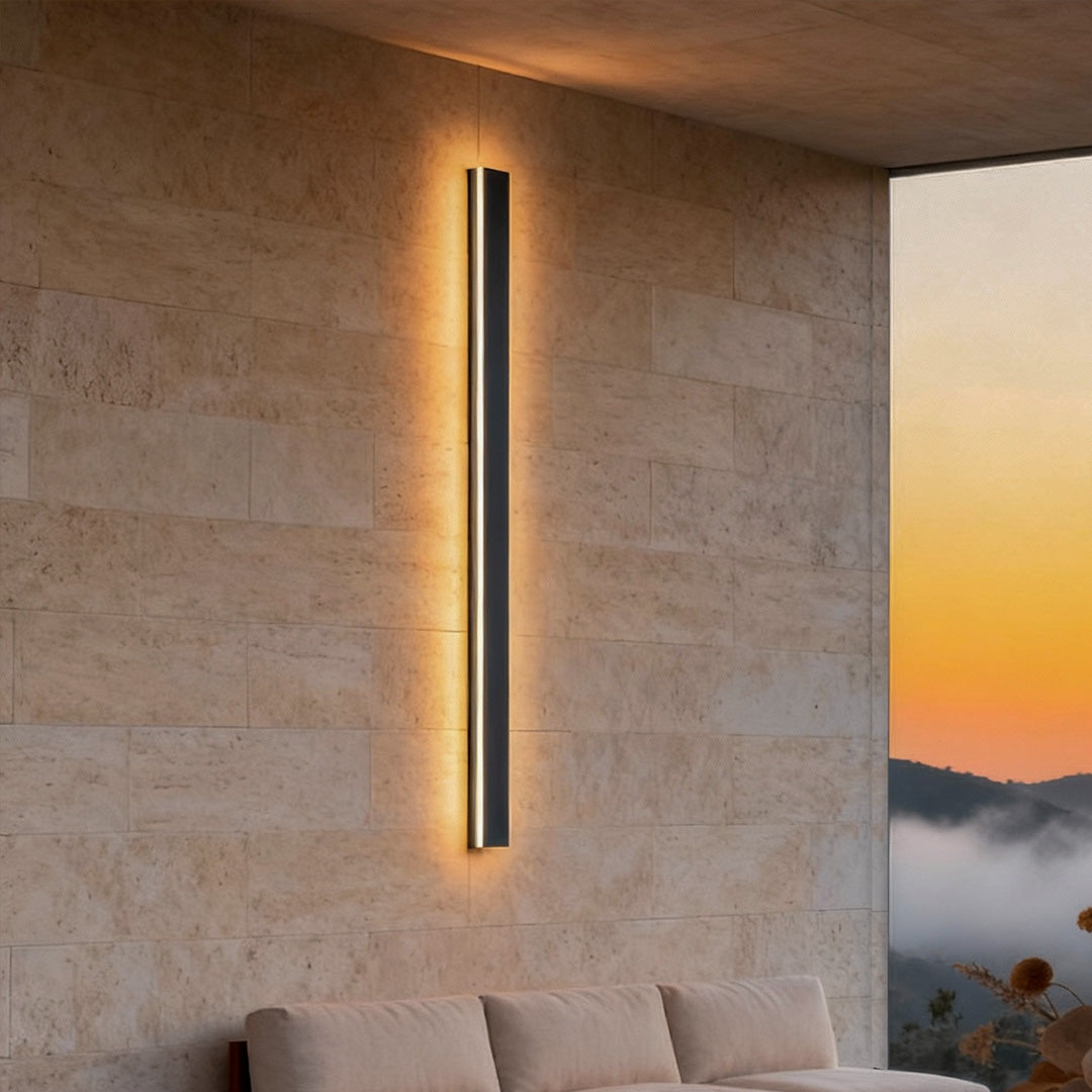 Minimalist Linear Wall Sconce, Slim Black LED Outdoor Light for Facade and Porch, Five Lengths with Dimmable and Tri-Color Modes