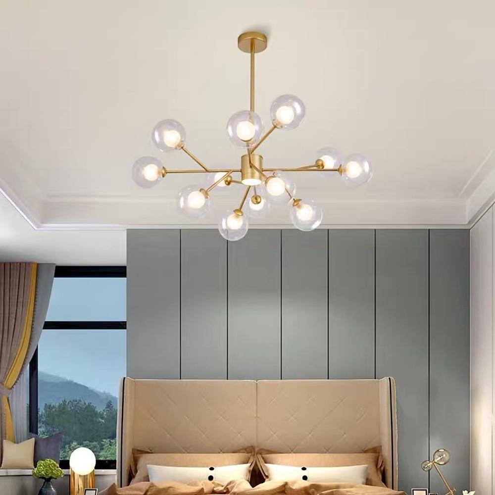 Gold metal and glass lantern chandelier, sixth product view