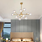 Gold metal and glass lantern chandelier, sixth product view