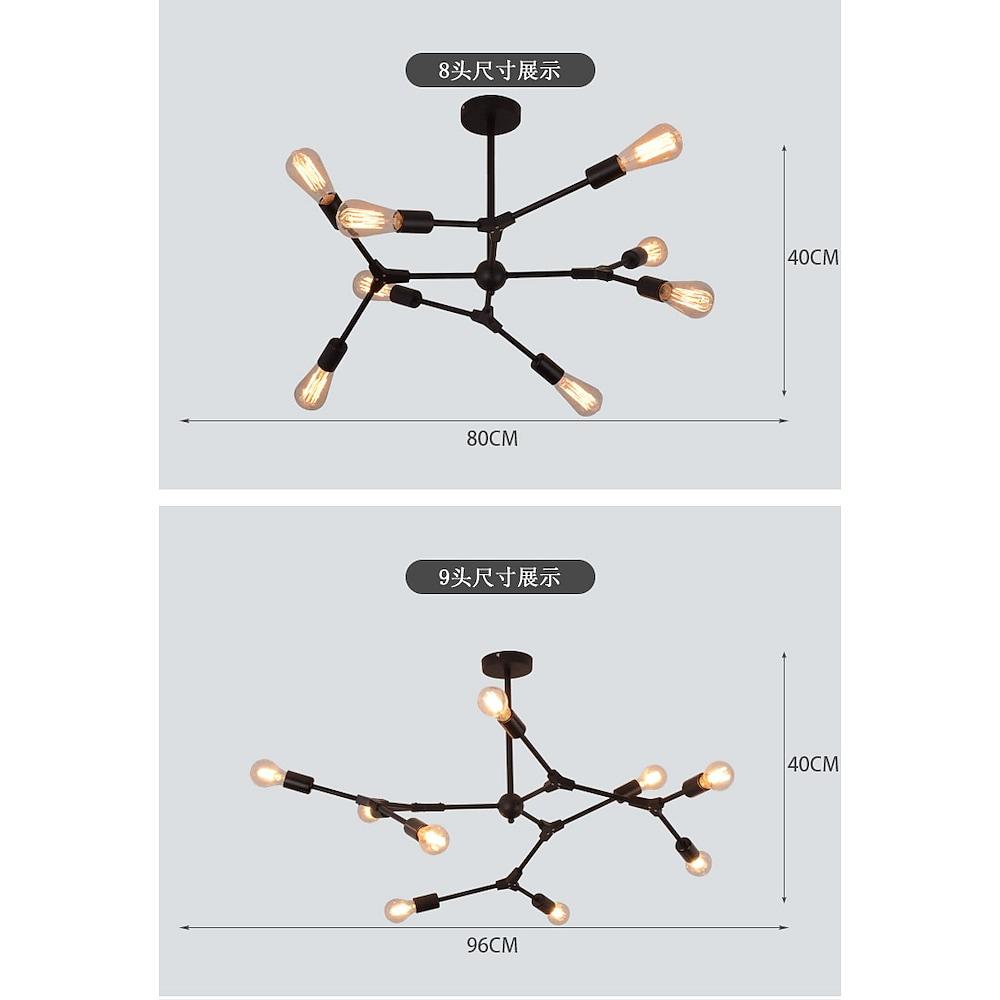 Black metal irregular Nordic chandelier, sixth product view