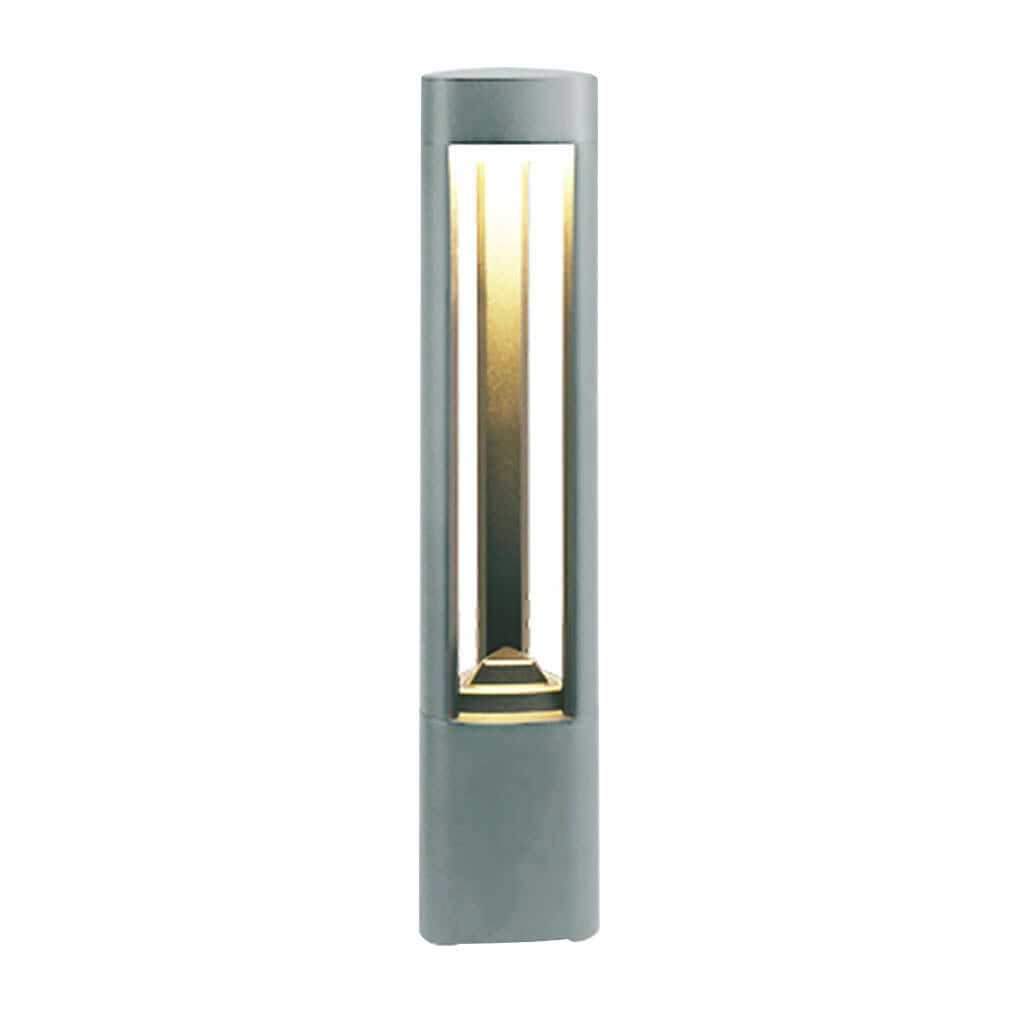Hollow Bollard Light, Aluminum Lattice LED Path Post Lamp for Driveways and Garden Walks, Solar or Hardwired Three-Sided Glow