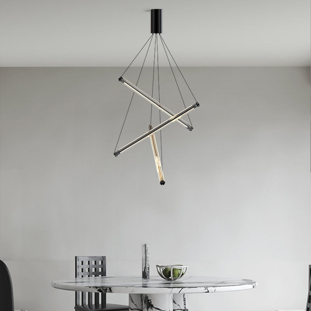 Linear Pendant Light, Stainless Steel and Acrylic LED Ceiling Light for Stairwell, Full-Spectrum