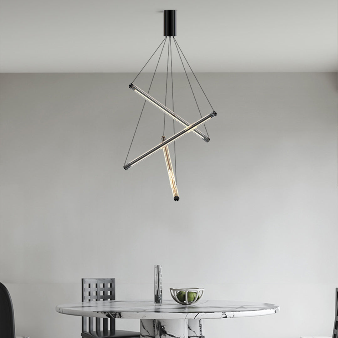 Linear Pendant Light, Stainless Steel and Acrylic LED Ceiling Light for Stairwell, Full-Spectrum