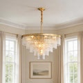 Geometric Chandelier, Full-Copper and Clear Glass Ceiling Light for Dining Room, Five Sizes