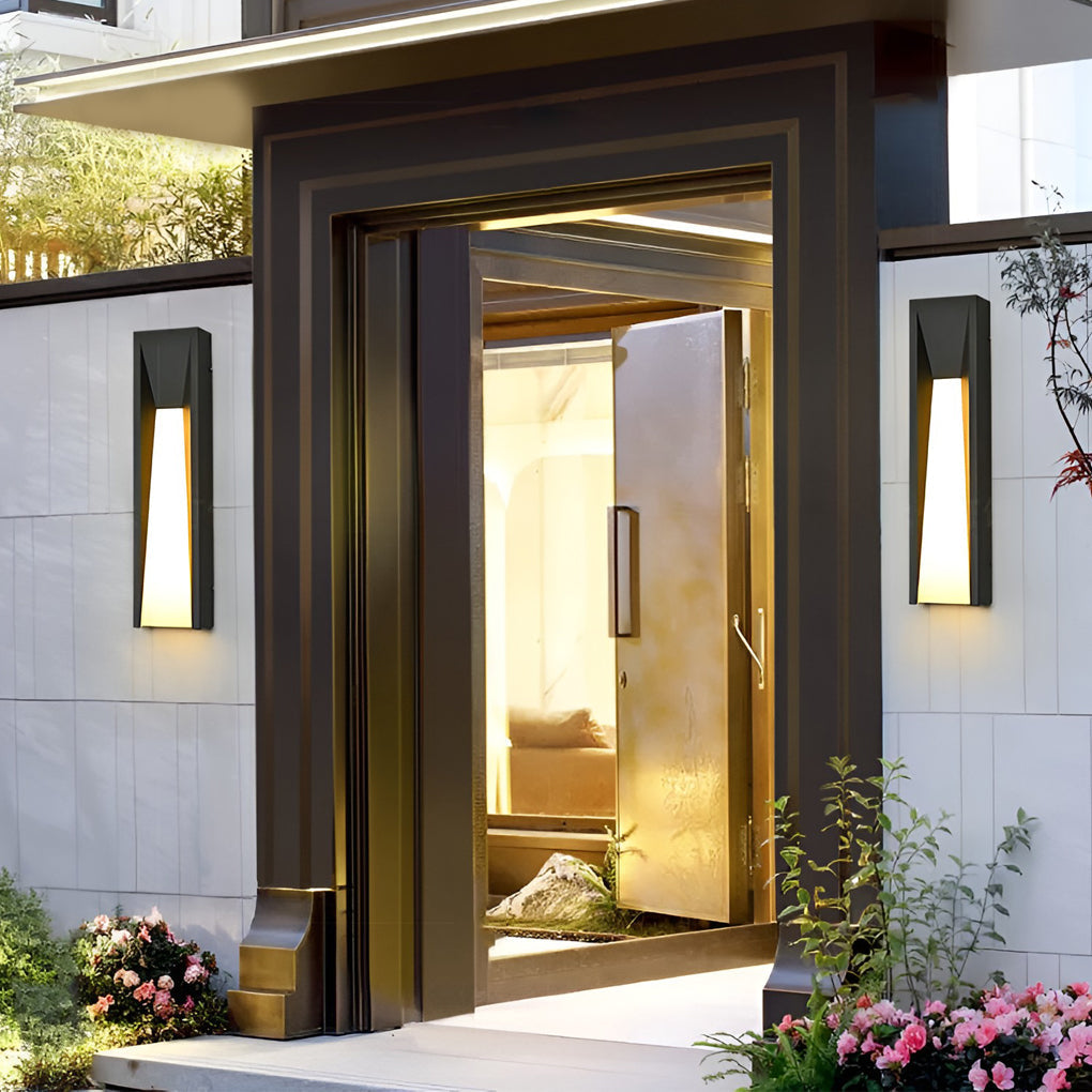 Rectangular Outdoor Wall Light, Modern Stainless Steel LED Sconce for Facade and Entrance Walls, 20W Warm White in Three Sizes