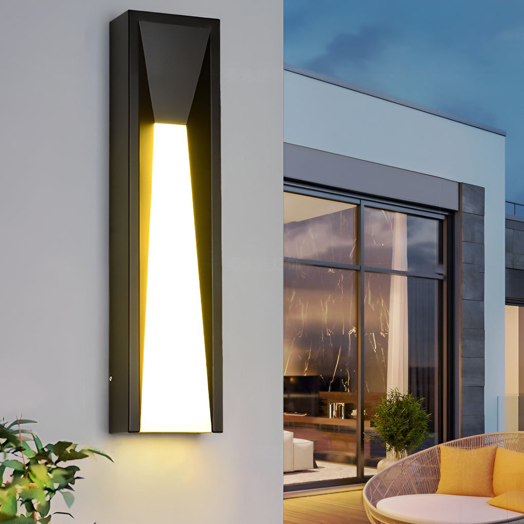 Rectangular Outdoor Wall Light, Modern Stainless Steel LED Sconce for Facade and Entrance Walls, 20W Warm White in Three Sizes