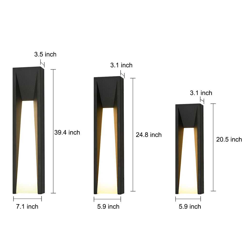 Rectangular Outdoor Wall Light, Modern Stainless Steel LED Sconce for Facade and Entrance Walls, 20W Warm White in Three Sizes