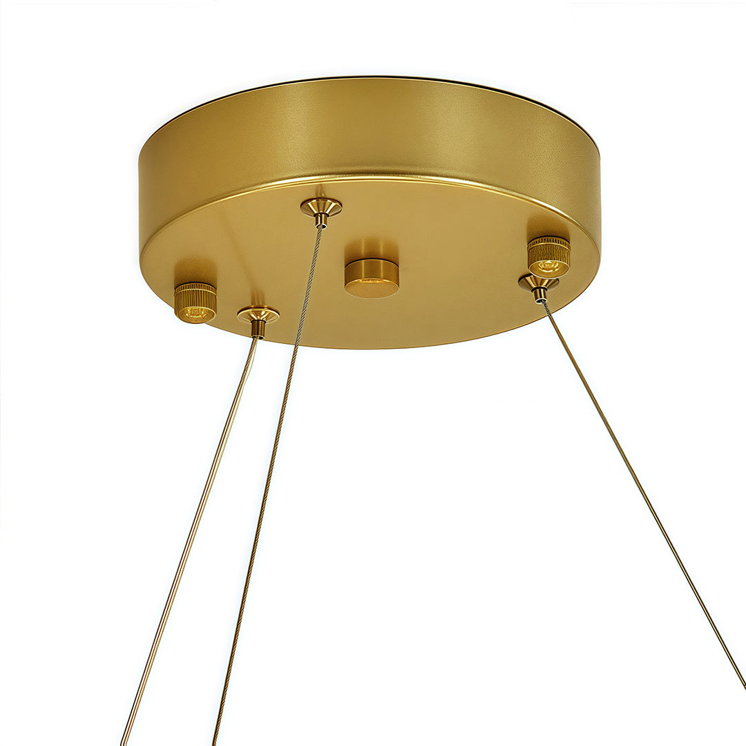 Top view of the chandelier's gold frame