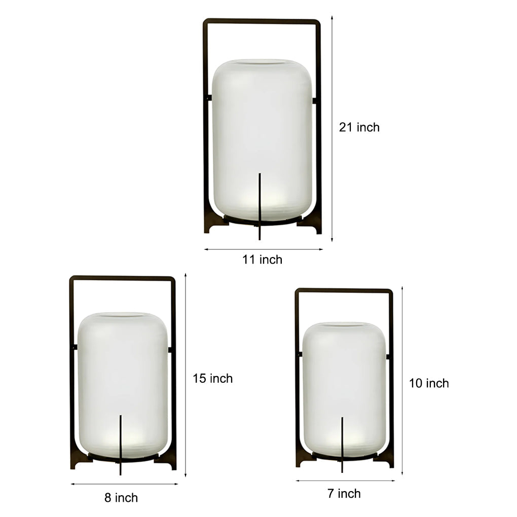 Modern Outdoor Lantern with Handle, Stainless Steel Waterproof LED Portable Light for Patio and Garden, Solar or USB Charging