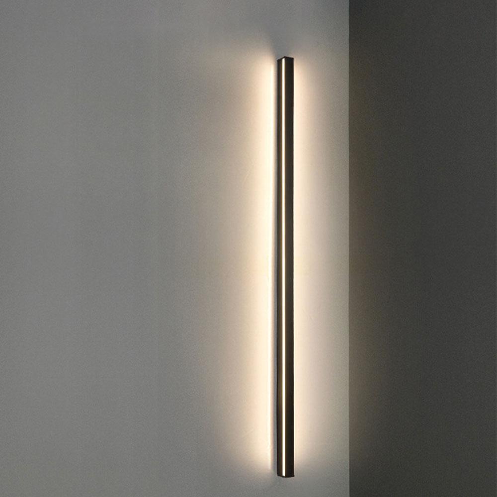 Minimalist Linear Wall Sconce, Slim Black LED Outdoor Light for Facade and Porch, Five Lengths with Dimmable and Tri-Color Modes