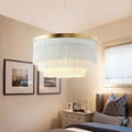Metal and fabric drum shade pendant light, main product view