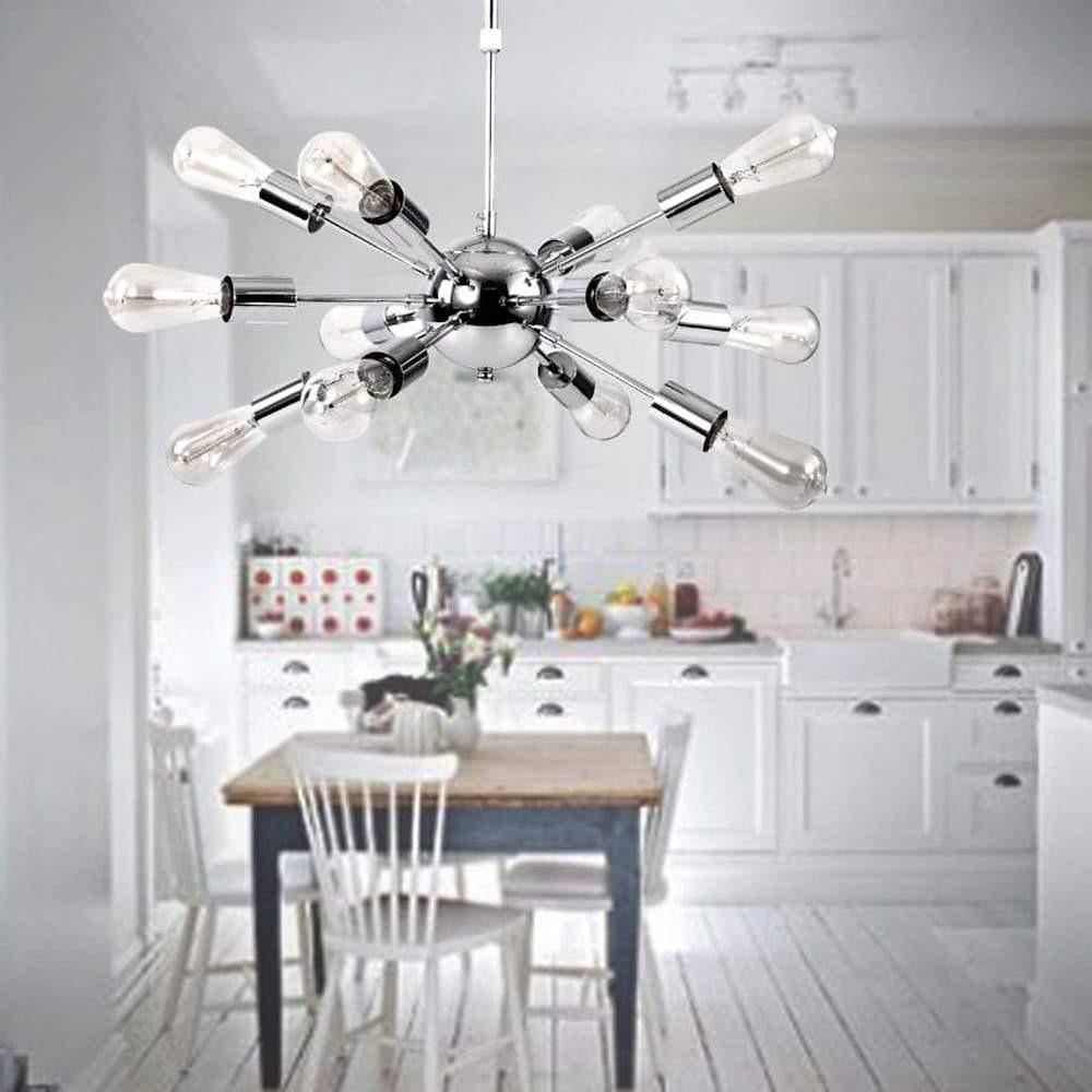 Chrome and black 12-light sputnik chandelier, main product view