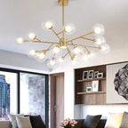Gold metal and glass lantern chandelier, fifth product view