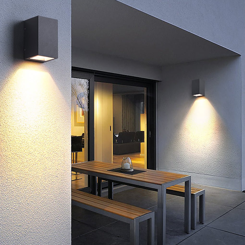 Up Down Outdoor Wall Light, Aluminum and Glass Waterproof LED Courtyard Sconce, Single or Six-Light Array Options