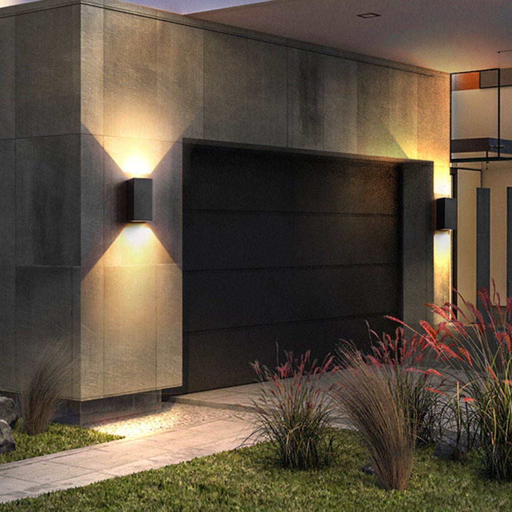 Up Down Outdoor Wall Light, Aluminum and Glass Waterproof LED Courtyard Sconce, Single or Six-Light Array Options
