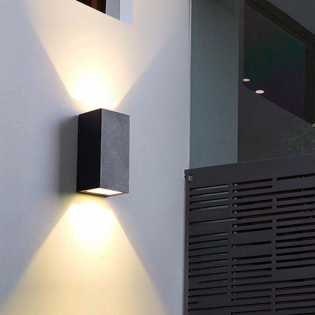Up Down Outdoor Wall Light, Aluminum and Glass Waterproof LED Courtyard Sconce, Single or Six-Light Array Options