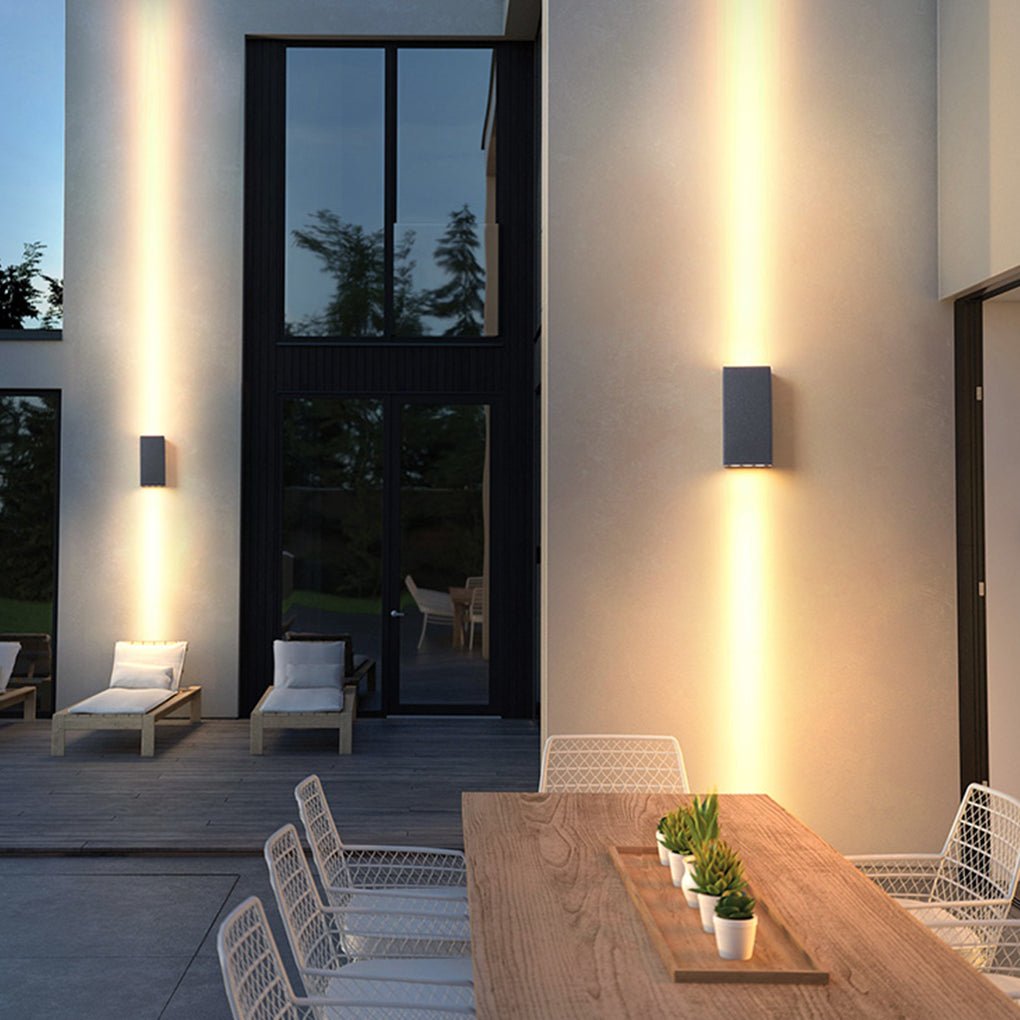 Up Down Outdoor Wall Light, Aluminum and Glass Waterproof LED Courtyard Sconce, Single or Six-Light Array Options
