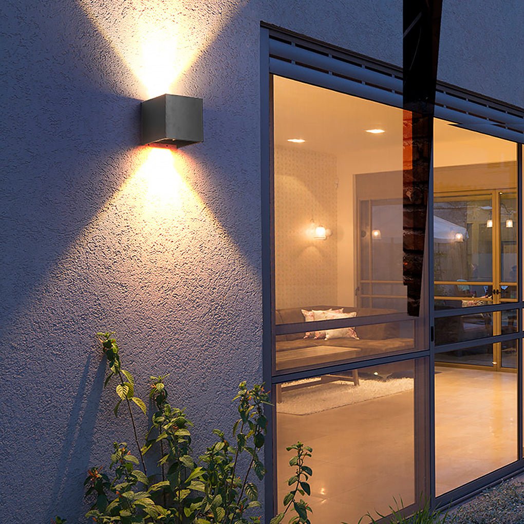 Square Up Down Wall Sconce, Aluminum Waterproof LED Courtyard Light for Doorways and Patio Walls, Adjustable Beam Angle Design