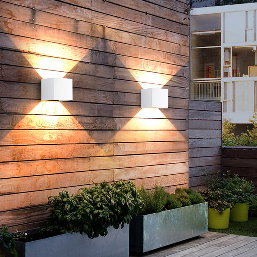 Square Up Down Wall Sconce, Aluminum Waterproof LED Courtyard Light for Doorways and Patio Walls, Adjustable Beam Angle Design