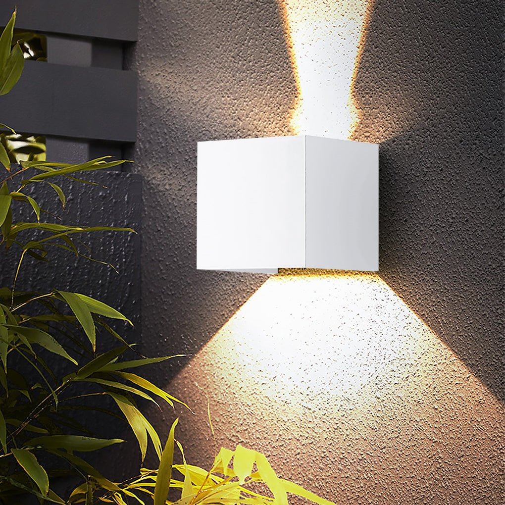 Square Up Down Wall Sconce, Aluminum Waterproof LED Courtyard Light for Doorways and Patio Walls, Adjustable Beam Angle Design