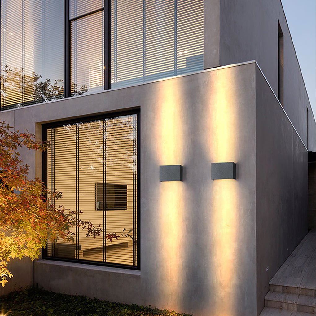 Up Down Wall Light, Modern Square Aluminum Alloy LED Sconce for Entryway and Facade Walls, Dual-Beam Black Fixture in Two Sizes