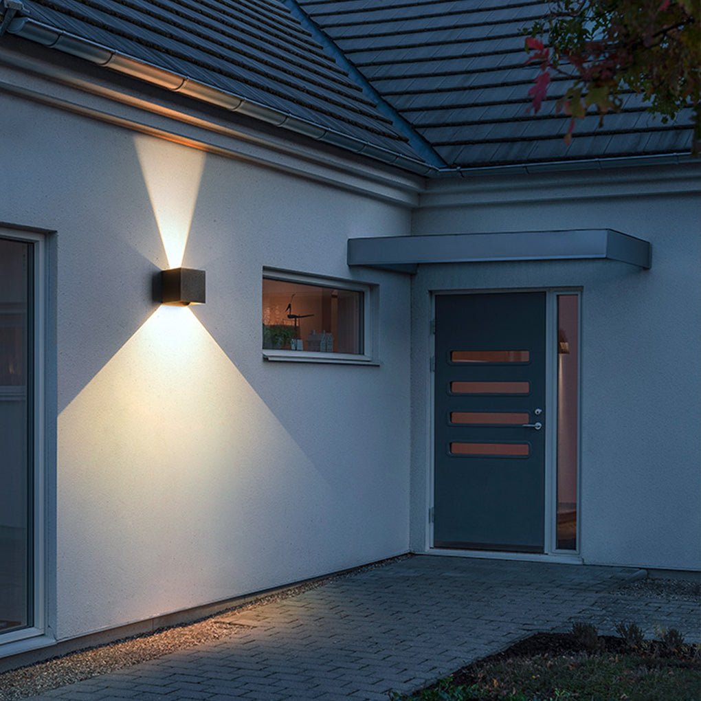 Outdoor Up Down Wall Light with Adjustable Beam Angle, Aluminum and Glass Waterproof LED Sconce for Porch and Facade, IP65 Rated