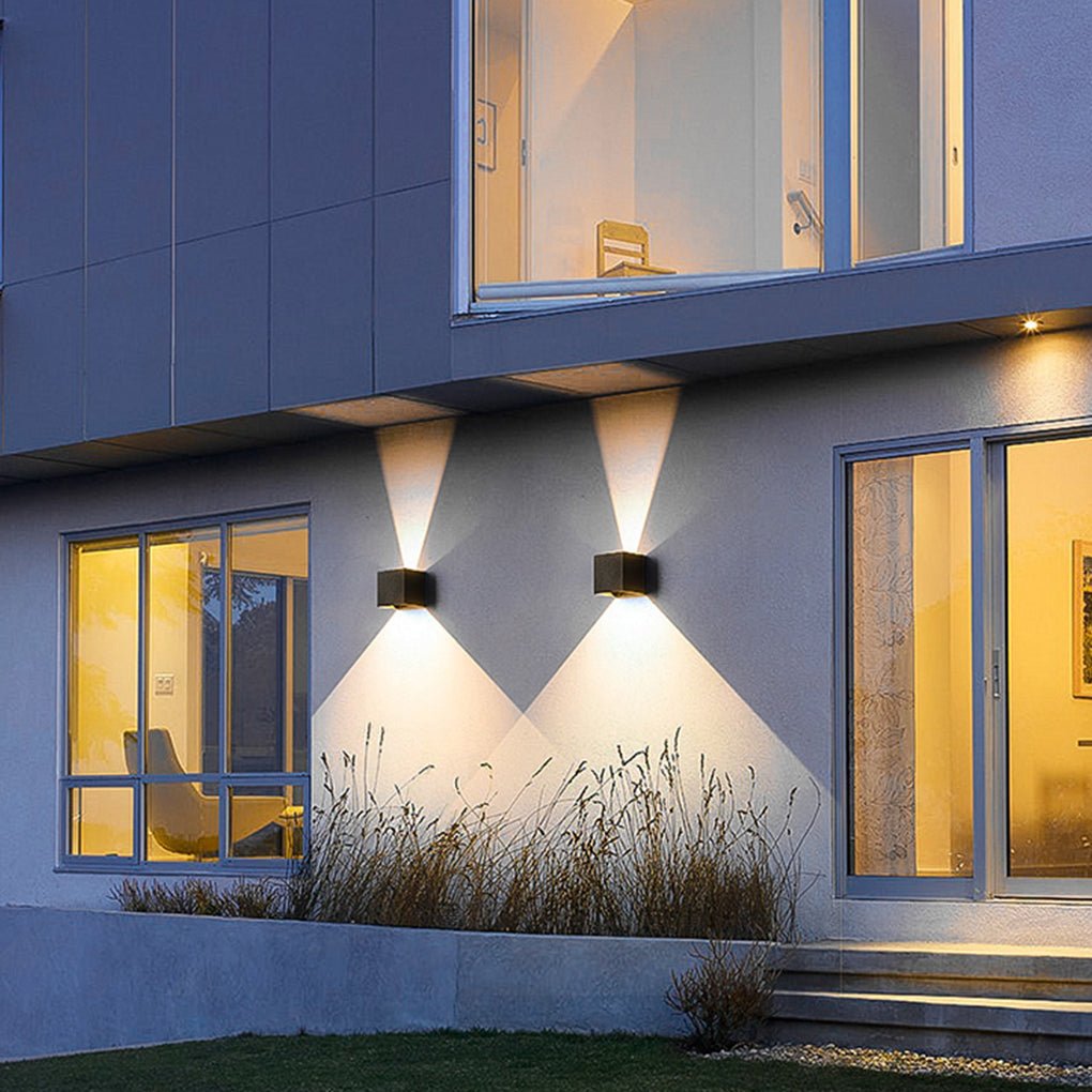 Outdoor Up Down Wall Light with Adjustable Beam Angle, Aluminum and Glass Waterproof LED Sconce for Porch and Facade, IP65 Rated