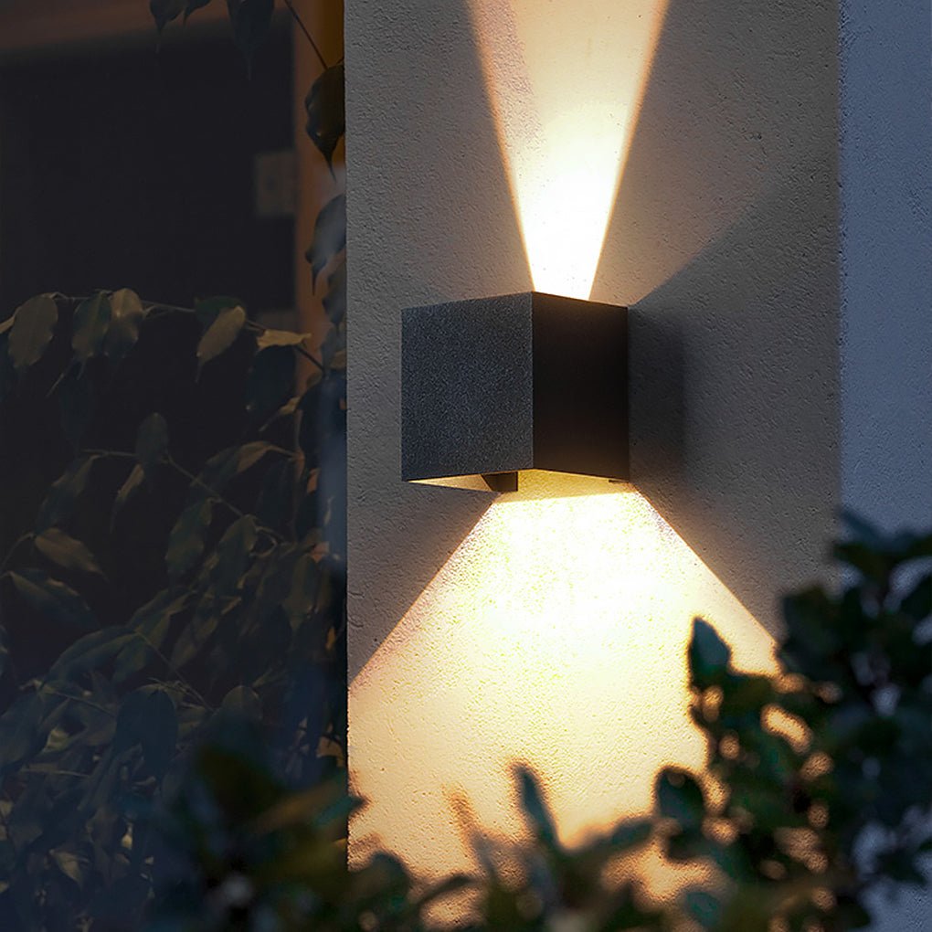 Outdoor Up Down Wall Light with Adjustable Beam Angle, Aluminum and Glass Waterproof LED Sconce for Porch and Facade, IP65 Rated