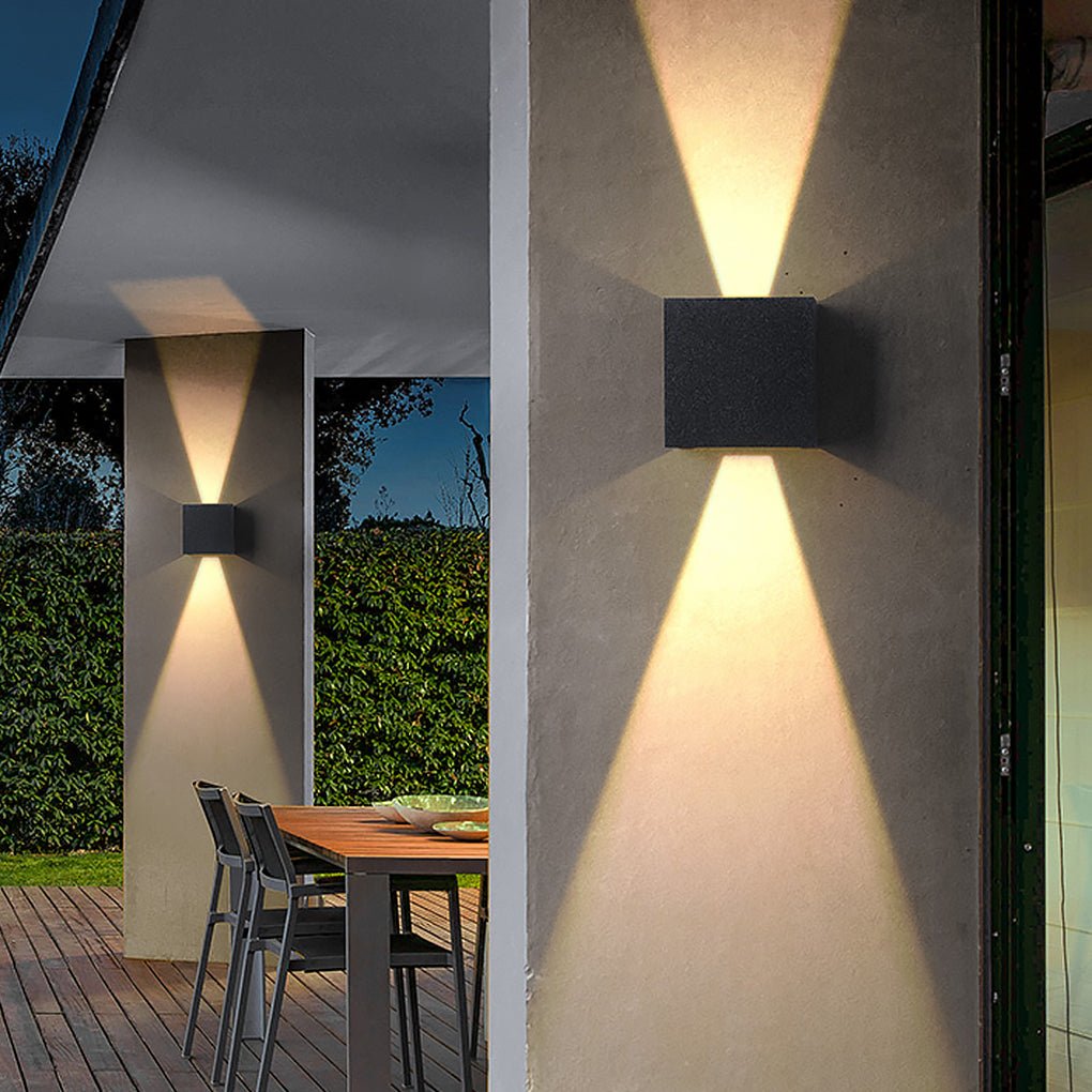 Outdoor Up Down Wall Light with Adjustable Beam Angle, Aluminum and Glass Waterproof LED Sconce for Porch and Facade, IP65 Rated
