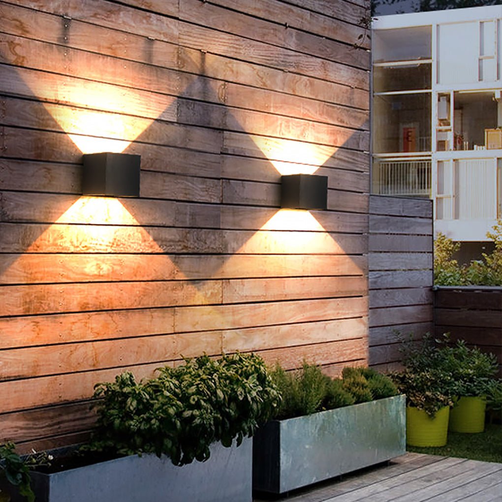 Square Up Down Wall Sconce, Aluminum Waterproof LED Courtyard Light for Doorways and Patio Walls, Adjustable Beam Angle Design
