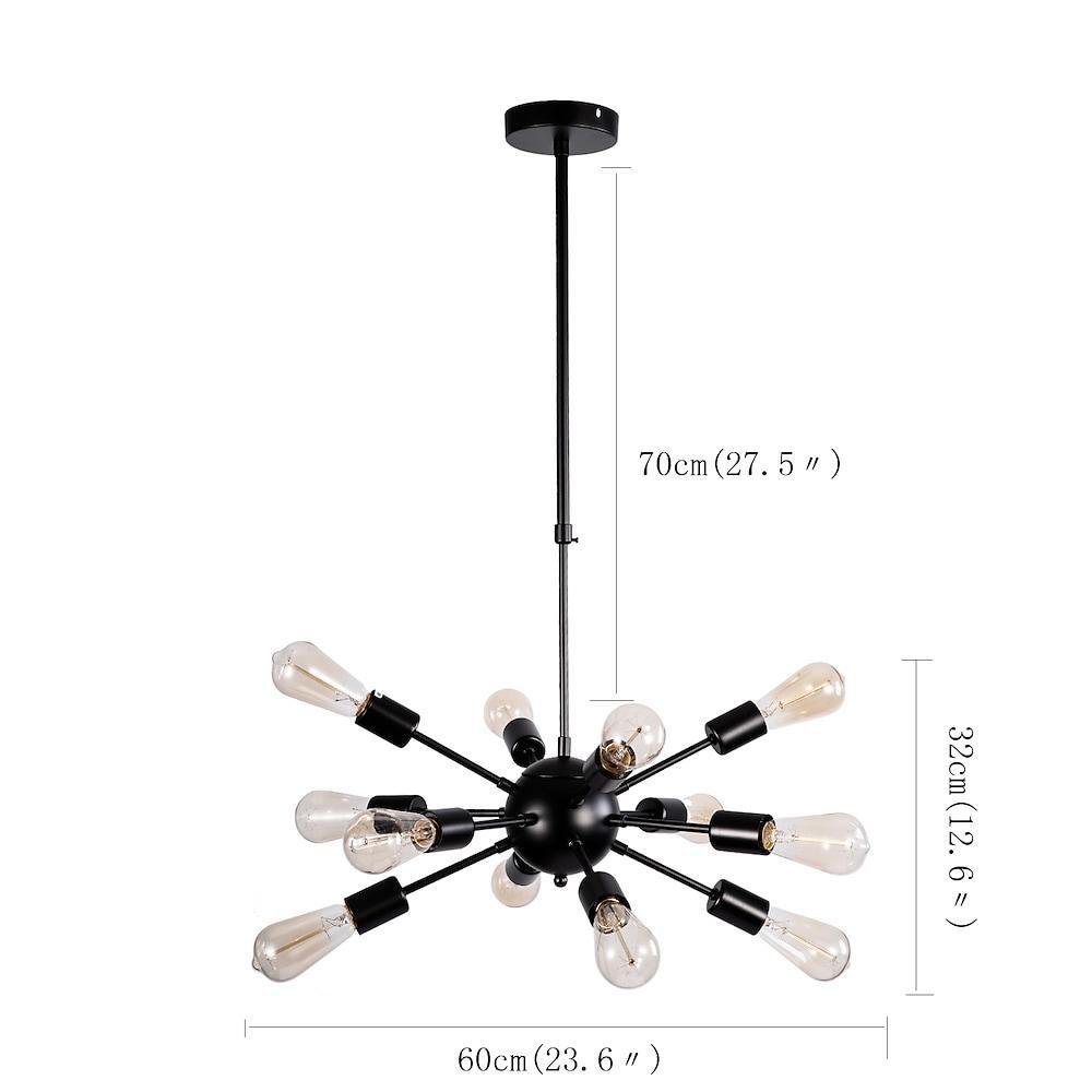 Chrome and black 12-light sputnik chandelier, third view