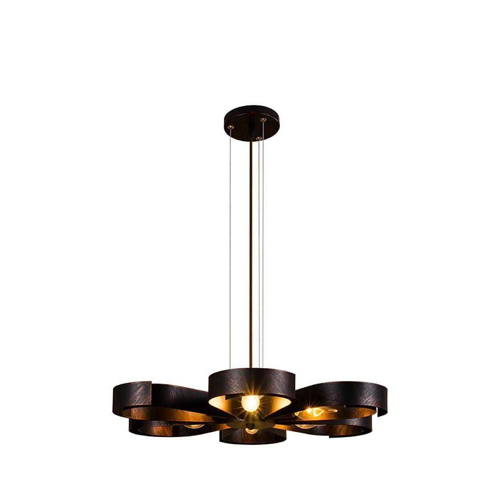 Painted metal six-light petal chandelier, third product view