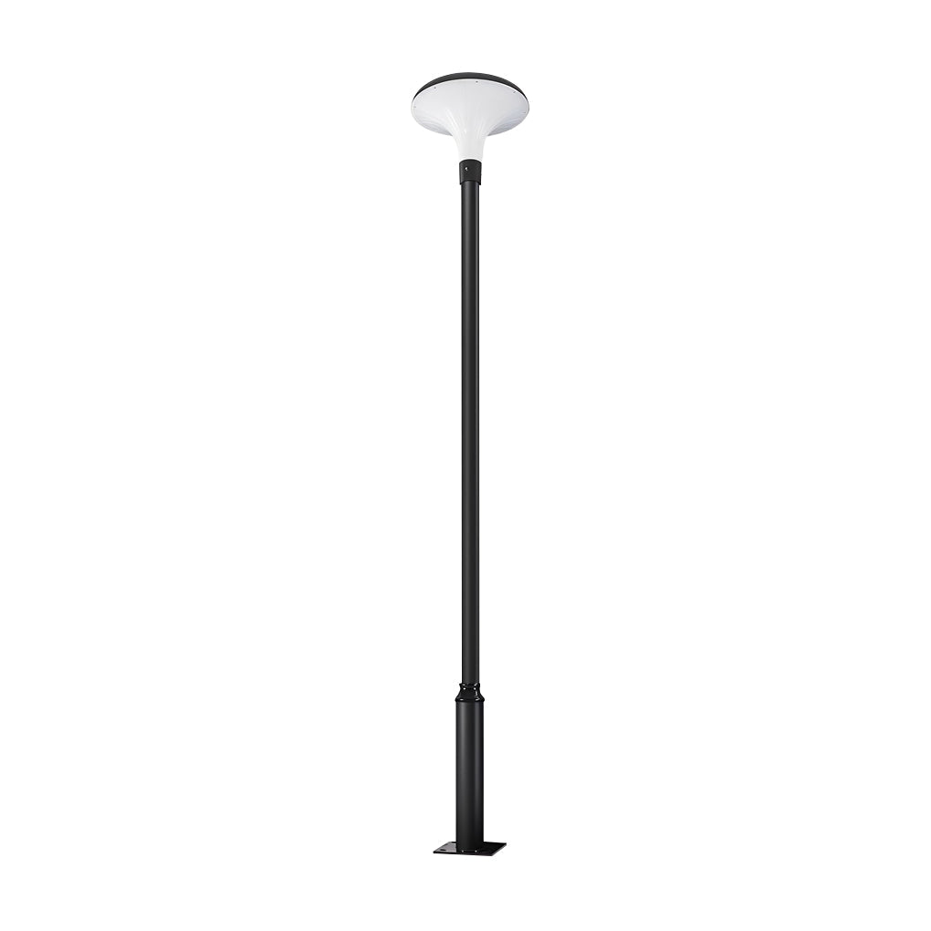 Solar Street Light, Round Die-Cast Aluminum LED Pole Lamp for Driveway and Yard, Waterproof with Standalone Head or Full Pole Options