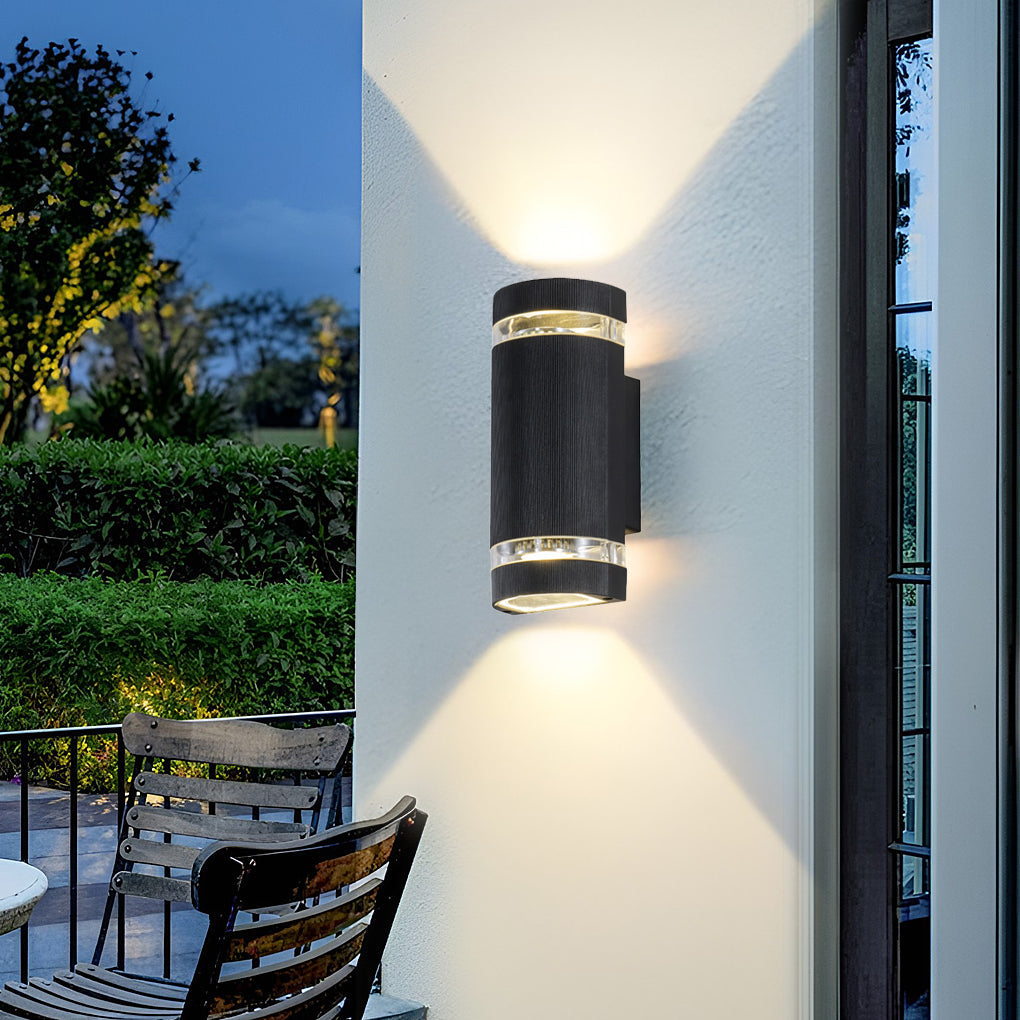 Outdoor Wall Sconce with Up Down Lighting, Black Aluminum Waterproof LED Fixture for Porch and Patio, IP65 Rated 3000K Warm White