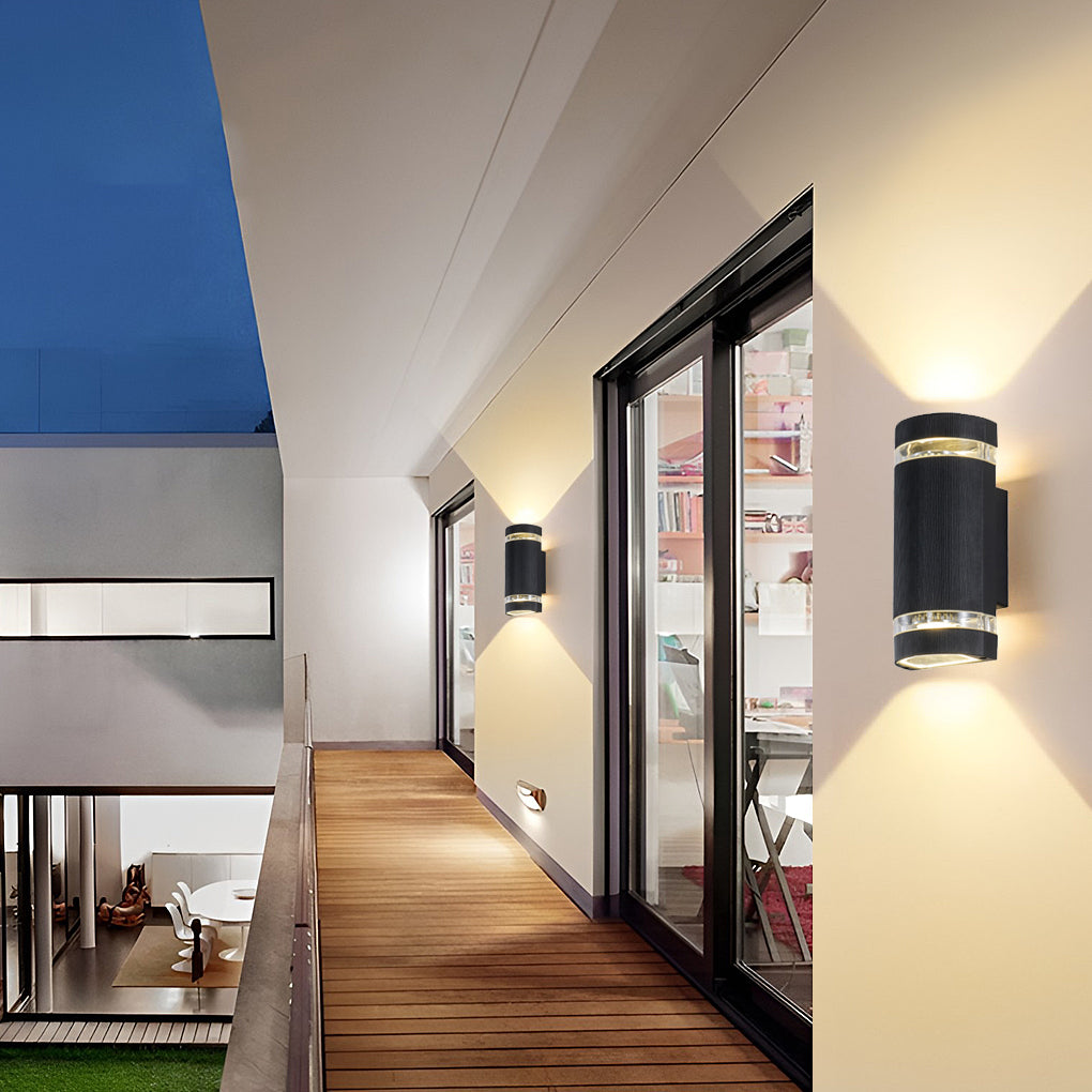 Outdoor Wall Sconce with Up Down Lighting, Black Aluminum Waterproof LED Fixture for Porch and Patio, IP65 Rated 3000K Warm White