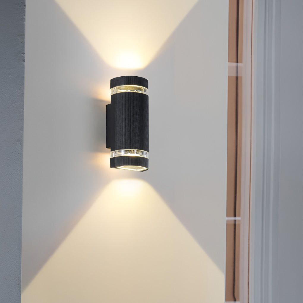 Outdoor Wall Sconce with Up Down Lighting, Black Aluminum Waterproof LED Fixture for Porch and Patio, IP65 Rated 3000K Warm White