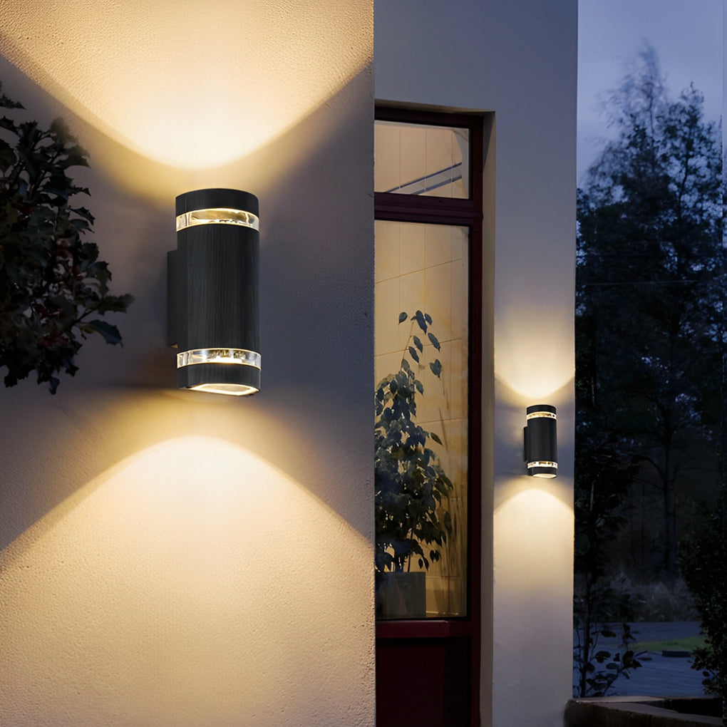 Outdoor Wall Sconce with Up Down Lighting, Black Aluminum Waterproof LED Fixture for Porch and Patio, IP65 Rated 3000K Warm White